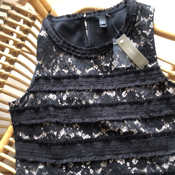 J. Crew NWT lace front tank w/ beige lining. Solid black back w/ keyhole close - Picture 5 of 10